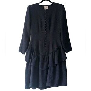 Vintage Secrets Drop Waist Navy Blue Ruffle Dress
